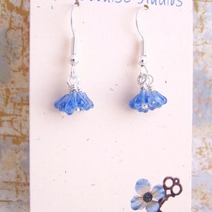 Tiny Blue Flower Earrings inspired by the Flower Fairies dancing in the sky. image 5
