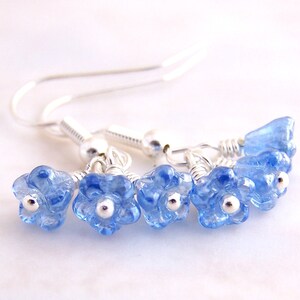 Tiny Blue Flower Earrings inspired by the Flower Fairies dancing in the sky. image 3