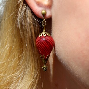 Spicy Red Hot Air Balloon Earrings Red earrings Red Steampunk Jewelry image 3