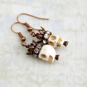 Pirate Queen Earrings skull and crown Day of the Dead jewelry Dia de los Muertos Halloween earrings image 3