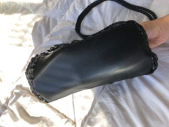 Black woven [faux] leather purse - image 5