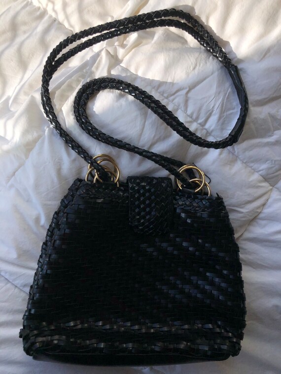 Black woven [faux] leather purse - image 3