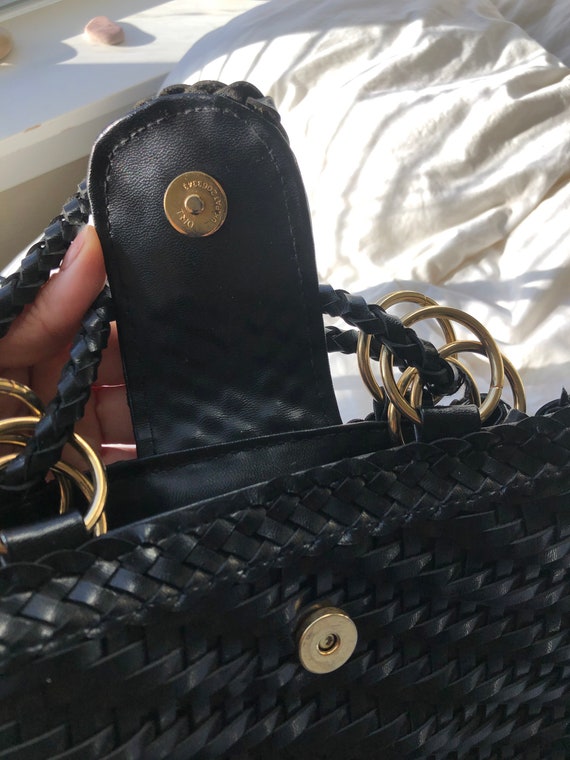 Black woven [faux] leather purse - image 6
