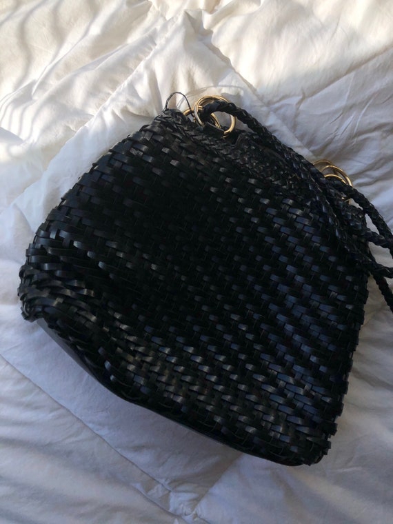 Black woven [faux] leather purse - image 4