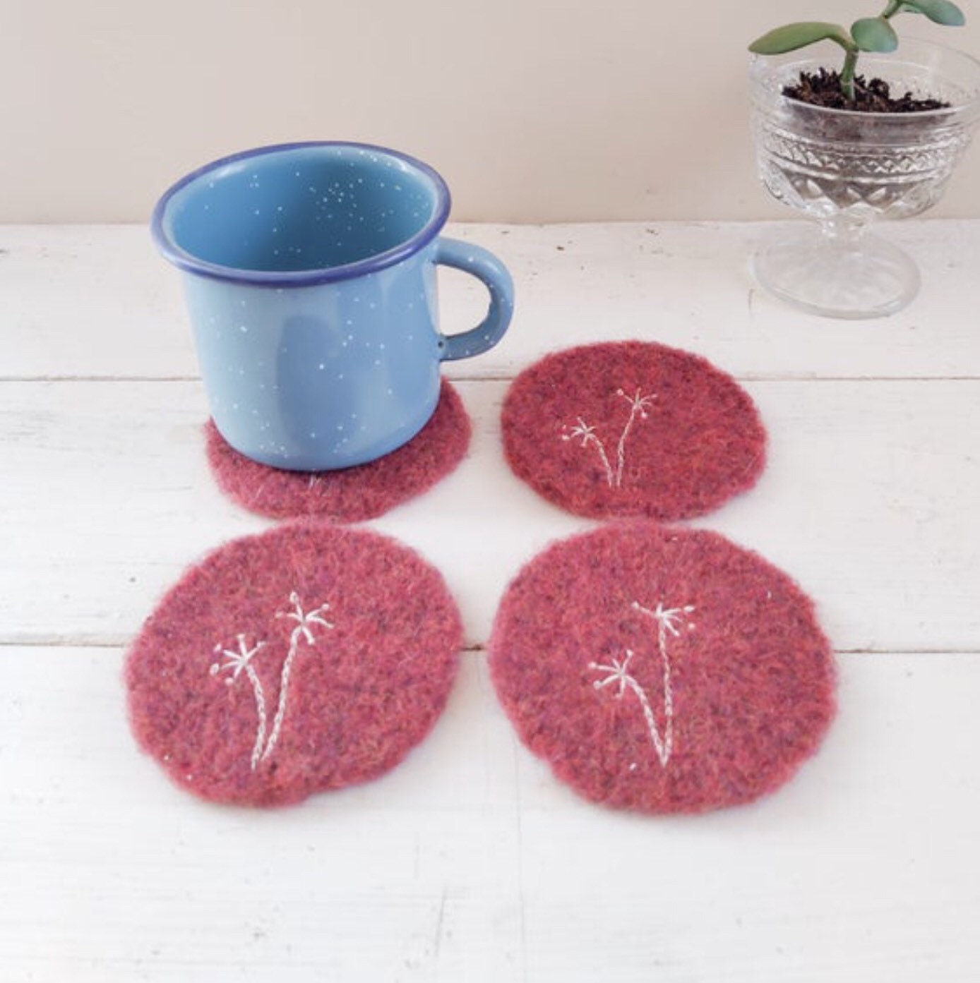 Wool Felt Drink Coasters Etsy