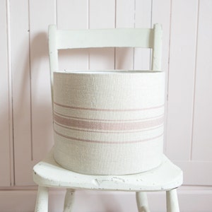 Pink Stripe Linen Lampshade | Peony & Sage Fabric | Drum Lampshade | Stripe Lampshade | Girls Room | Danish Stripe Linen |
