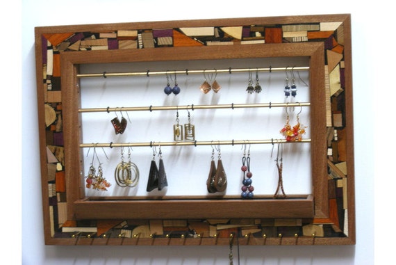 Jewelry Organizer Wall Mounted Holder Earring - Wooden Jewelry Holder Wall Jewelry Organizer Wall Mounted Holder Earring - Wooden Jewelry Holder Wall