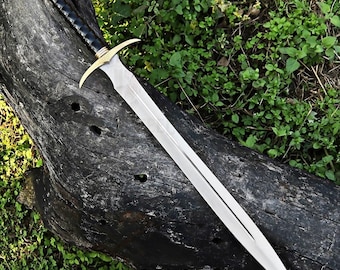 Handmade Damascus Steel Viking Sword with Leather Sheath