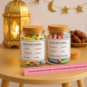 Printable 99 Quran Verses & 99 Hadith Jar Bundle,Verses Hadiths for Every Dua Jar,Islamic Digital Gift for Eid,Hajj,Ramadan,Muslim Self Care