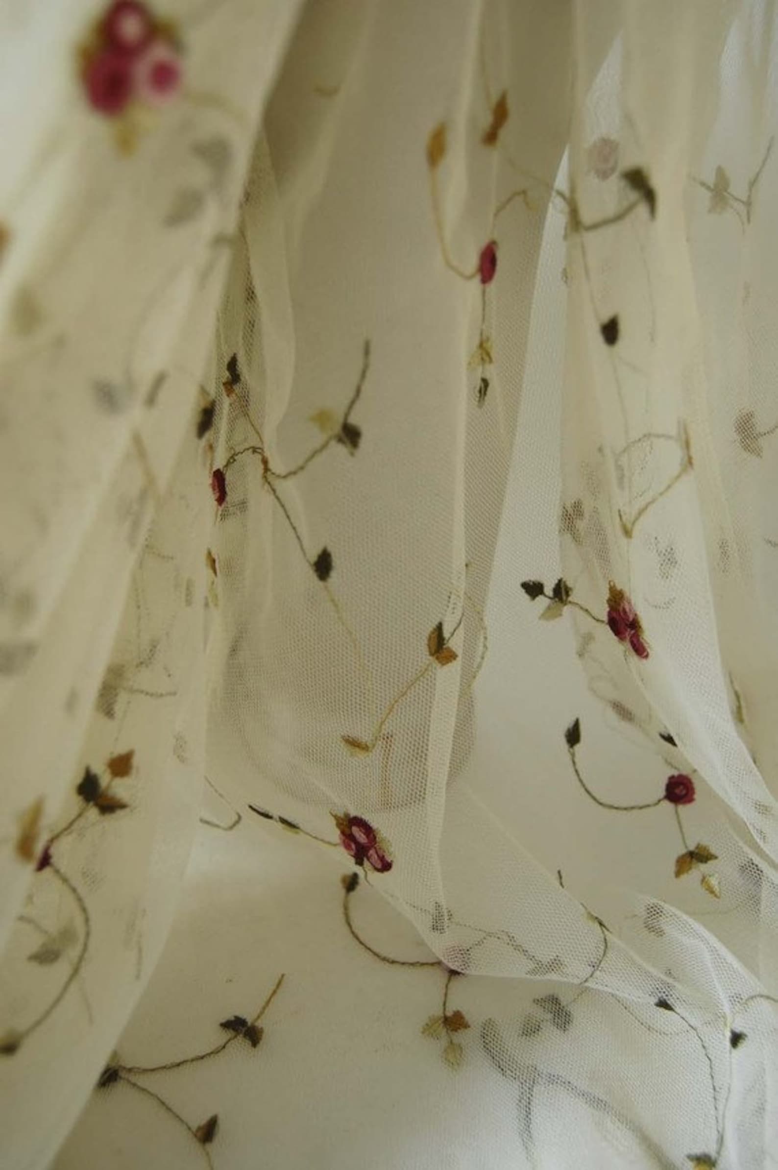 Vintage romantic Curtain with rosebud embroidery Etsy