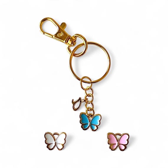 Portachiavi Personalizzato Con Lettera A Dorata, Fiocco E Farfalla – Accessorio Elegante Per Borsa, Regalo Chic Per Lei