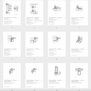 May include: A collection of eighteen technical architectural drawings labeled Stick Curtain Wall, displaying various cross-section details of building facade systems, including mullions, glass panels, and structural connections on white backgrounds.