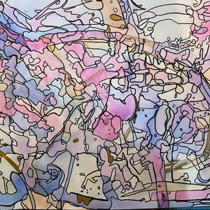 Pièces du puzzle - Aquarelle abstraite imprimable et peinture à l'encre 20 x 25 cm