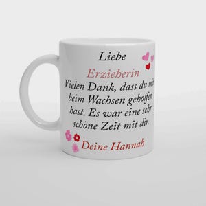 Farewell mug for a teacher – personalized. Kindergarten thank you for a daycare worker – ceramic mug with saying