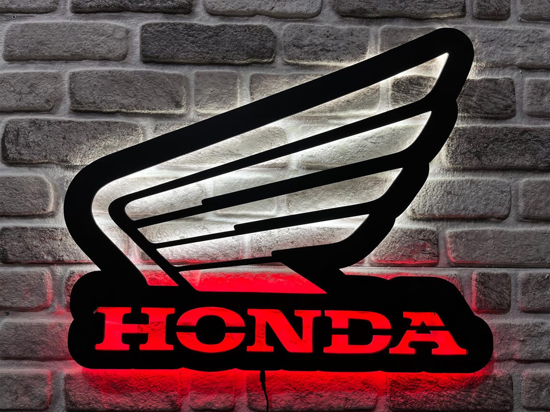 Custom LED Lighted Honda Logo Wall Sign With Backlight | Car Garage ...