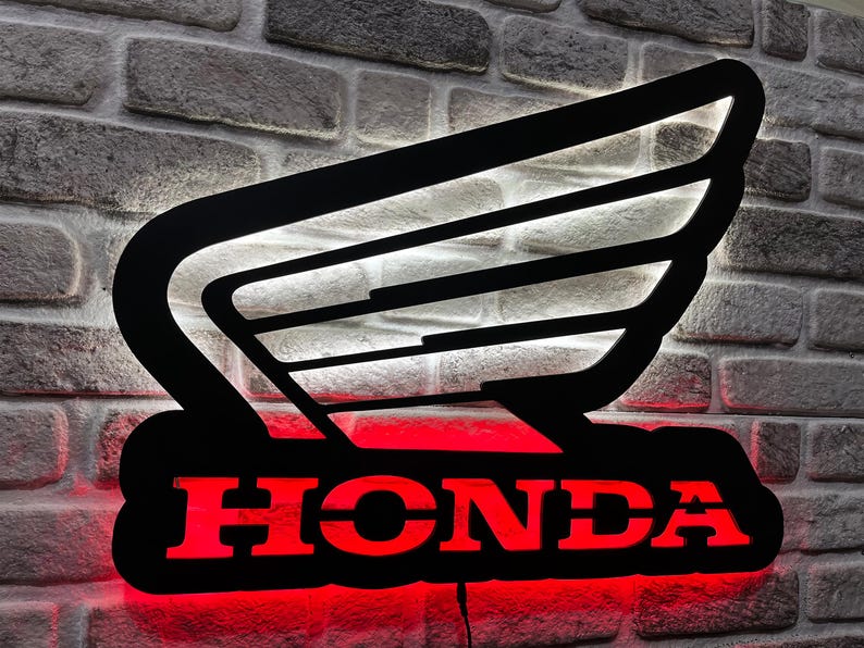 Custom LED Lighted Honda Logo Wall Sign With Backlight | Car Garage ...