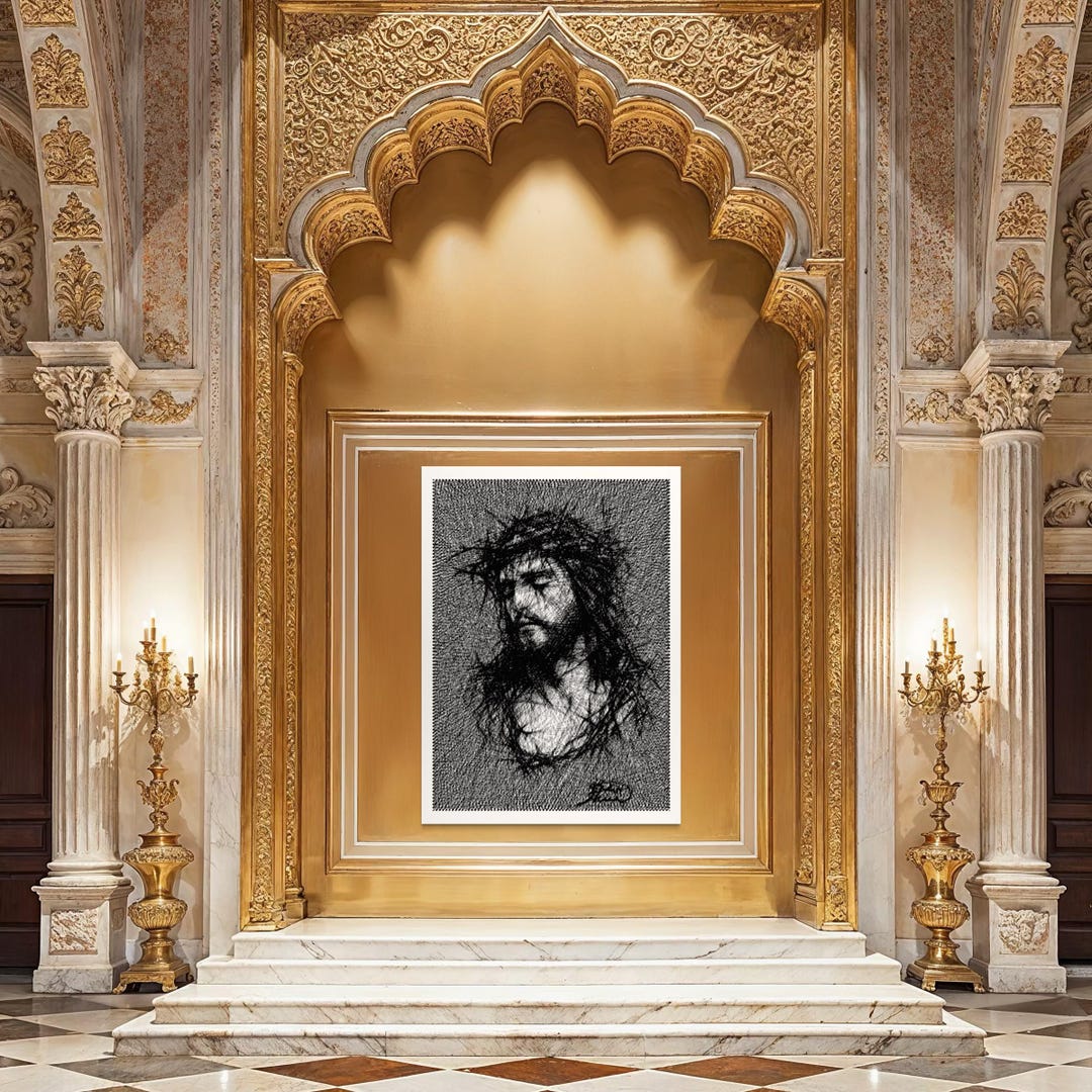 Handmade Jesus String Art Portrait: Filography Wall Art, Minimalist ...