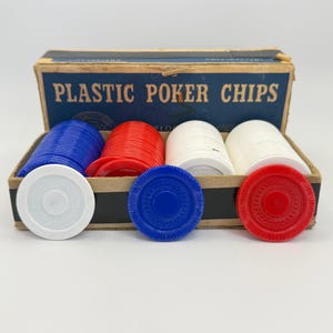 Poker Chips Vintage Red White Blue Original Box