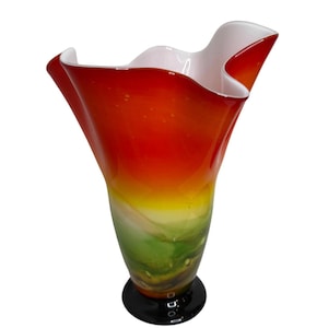 Glass Vase Vintage Murano Style Art Glass Handkerchief Shape