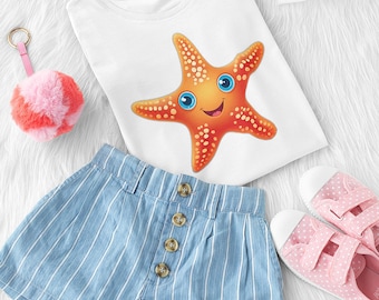 Adorable Starfish Kids Tee, Cute Kids Shirt, Summer Apparel, Beach Themed Gift, Toddler Summer Tee, Fun Childrens Clothing