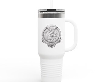 40oz Insulated Travel Tumbler – Speedwell Cup with St. Christopher Design – Perfect Outdoor Adventure Gift, Eco-Friendly