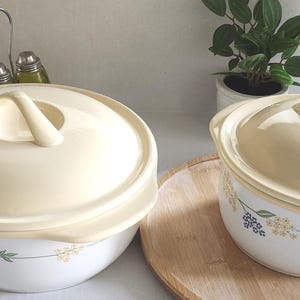 Corelle Corning Ware Secret Garden 2,5 & 1,5 Qt stengodsgrytor med lockset, holländska ugn