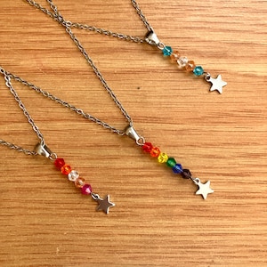 Subtle Rainbow, Lesbian, Transgender Necklaces | LGBTQ+ Pride Jewelry | Stainless steel and glass necklace charms
