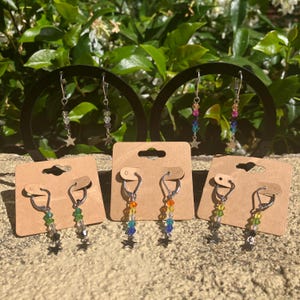 Subtle Aromantic, Asexual, Omnisexual Earrings | Stainless steel and glass dangle drop earrings
