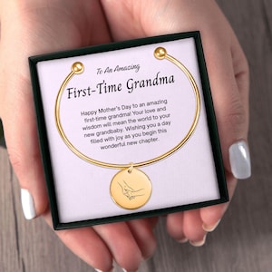 Pulseira de Dia das Mães para Avós de Primeira Viagem, Presente Personalizado de Dia das Mães para Avós de Primeira Viagem com Cartão