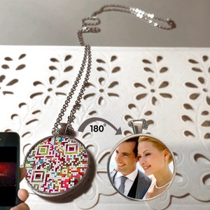 QR Code Jewelry Personalized Voice Recording Gift Video Photo Necklace Keychain, Birthday Gift for Mom Wife Girlfriend Friend Memorial Gift