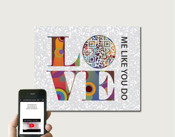 Love Me Like You Do Ellie Goulding Paper Anniversary Gift For Him Or Her Personalized Valentines Day Qr Code Lyrics Gift For Husband Wife