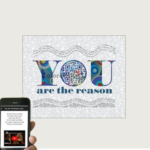 You Are The Reason par Calum Scott, affiche de Leona Lewis, première chanson de danse avec code QR personnalisé papier de 1 an cadeaux d'anniversaire de coton de 2 ans