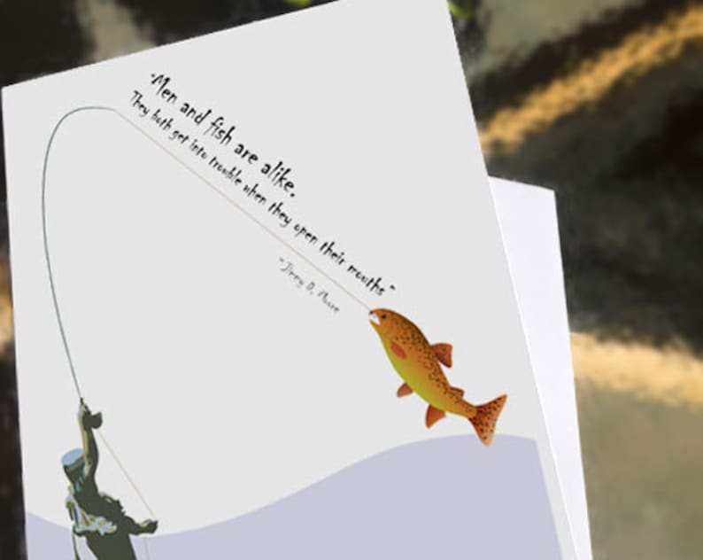 a card for your favorite fisherman Men and Fish Are Alike Greeting card for Papa Funny fishing birthday card Father/'s Day Fishing Card