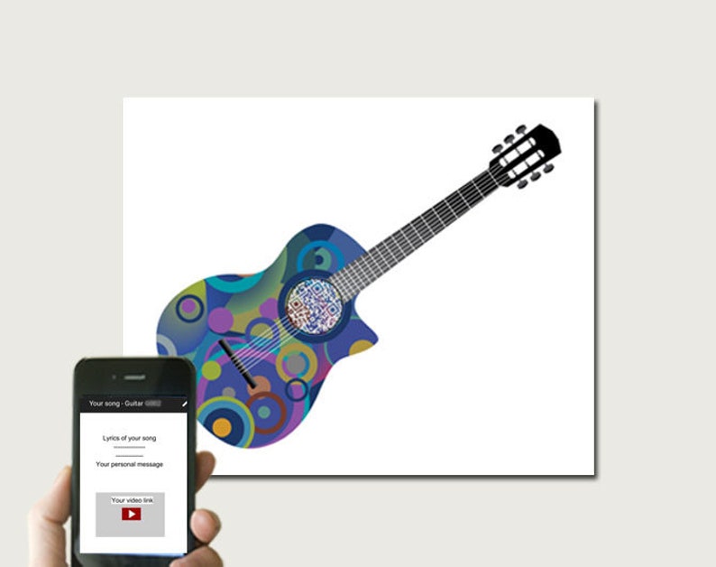 Personalized Any Song Any Guitar Artist QR Code Art First Etsy