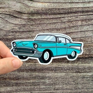 57 Chevy Classic Car Sticker, Mechanic gifts, 1957 Chevy Bel Air, Automotive Art, 57 Chevy Gifts, Muscle Car Stickers, 1957 Chevy Art image 1