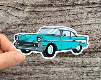 57 Chevy Classic Car Sticker, Mechanic gifts, 1957 Chevy Bel Air, Automotive Art, 57 Chevy Gifts, Muscle Car Stickers, 1957 Chevy Art