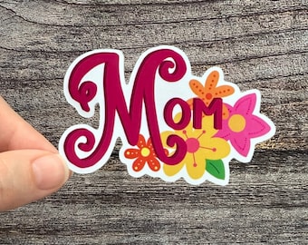 Pegatina de mamá floral: vinilo impermeable