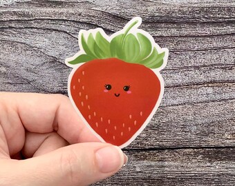 Strawberry Sticker, Kawaii Fruit Sticker, Summer Stickers, Summer Aesthetic, Grocery Stickers, Strawberry festival, Strawberry Picking