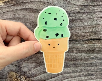 Kawaii Ice Cream Cone Sticker: Waterproof Vinyl Decal