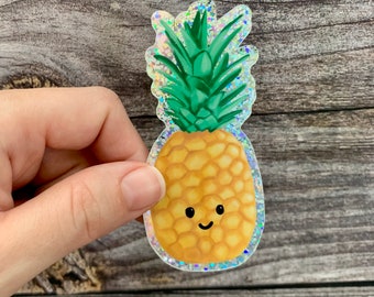 Pineapple Sticker, Hawaii Stickers, Glitter Sticker, Waterproof Sticker, Vinyl Sticker, Kawaii Sticker, Pineapple Gifts,  Cute Stickers