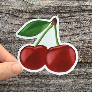 Cherry Sticker, Cherry Party Favors, Retro Cherry Sticker, Picnic Party, Fruit Stickers, Cherry Valentine sticker, Utah Stickers