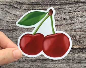 Cherry Sticker, Cherry Party Favors, Retro Cherry Sticker, Picnic Party, Fruit Stickers, Cherry Valentine sticker, Utah Stickers