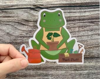 Pegatina de rana de jardinería kawaii: regalo impermeable para amantes de las plantas