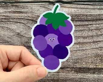 Pegatina de uva de Joseph: vinilo impermeable kawaii de comida