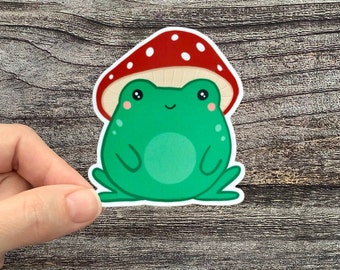 Frog Mushroom Sticker, Mushroom Sticker, Fall Frog Sticker, Cottagecore Frog, Cottagecore Sticker, Kawaii Frog, Autumn Stickers, Cottagecore