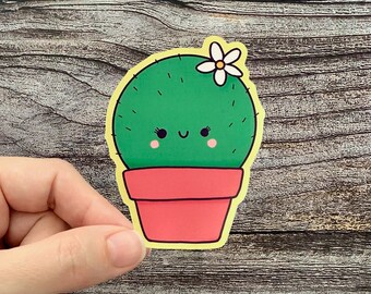 Pegatina de vinilo de cactus kawaii: regalo impermeable para amantes de las plantas