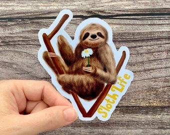 Sloth Life Sloth Sticker, Sloth Gifts, Funny Animal Sticker, Rainforest Stickers, Cute Sloth, Relaxation Sticker, Lazy Animal Sticker