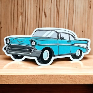 57 Chevy Classic Car Sticker, Mechanic gifts, 1957 Chevy Bel Air, Automotive Art, 57 Chevy Gifts, Muscle Car Stickers, 1957 Chevy Art image 3