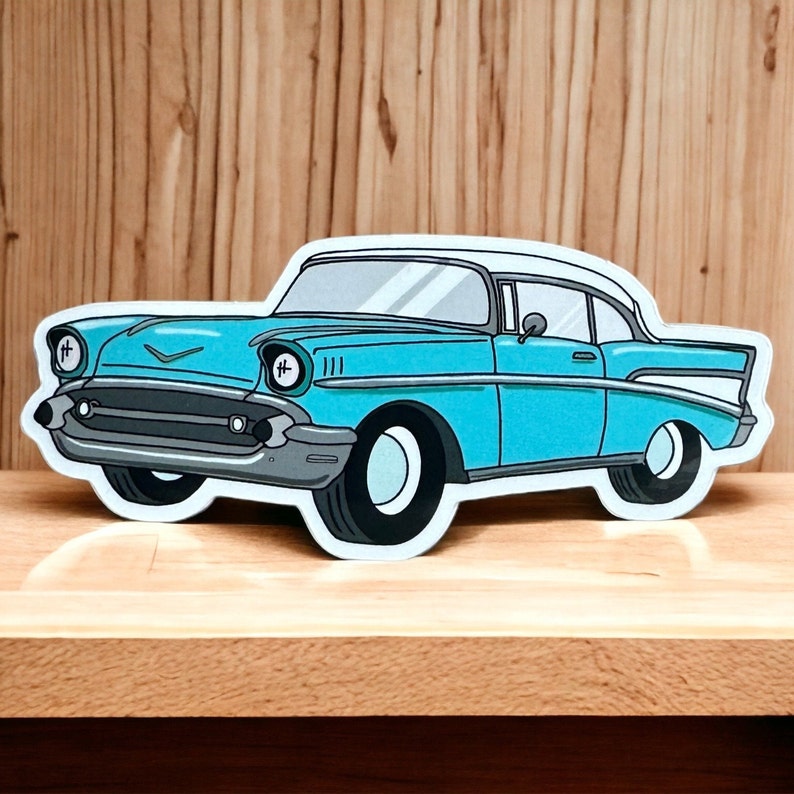 57 Chevy Classic Car Sticker, Mechanic gifts, 1957 Chevy Bel Air, Automotive Art, 57 Chevy Gifts, Muscle Car Stickers, 1957 Chevy Art 画像 3