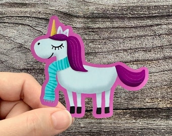 Pegatina de vinilo de unicornio rosa: calcomanía de dibujos animados a prueba de agua